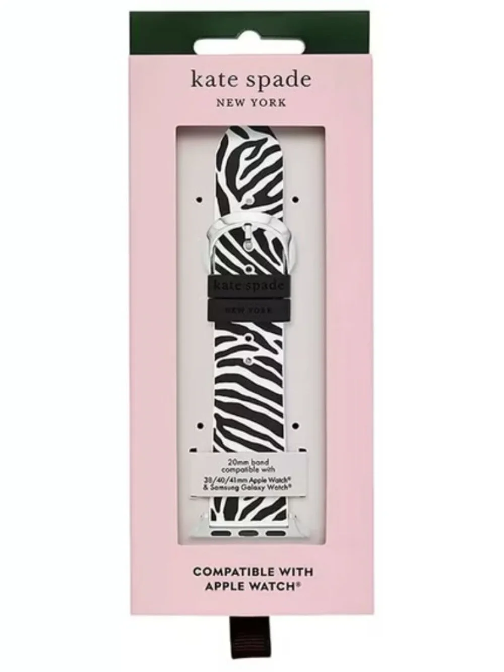 Kate Spade Zebra Print Silicone Band Apple Watch 38-40mm Samsung Galaxy 20mm